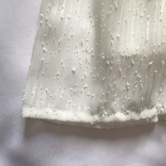 LOST + WANDER WHITE TEXTURED BUTTON FRONT SMOCKED WAIST TASSEL MAXI DRESS - S - Picture 9 of 10